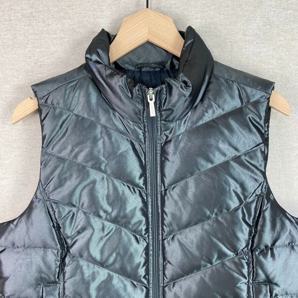 Lands End Womens Quilted Down Puffer Vest Size M Full Zip Mock Neck Outdoors - Picture 2 of 11